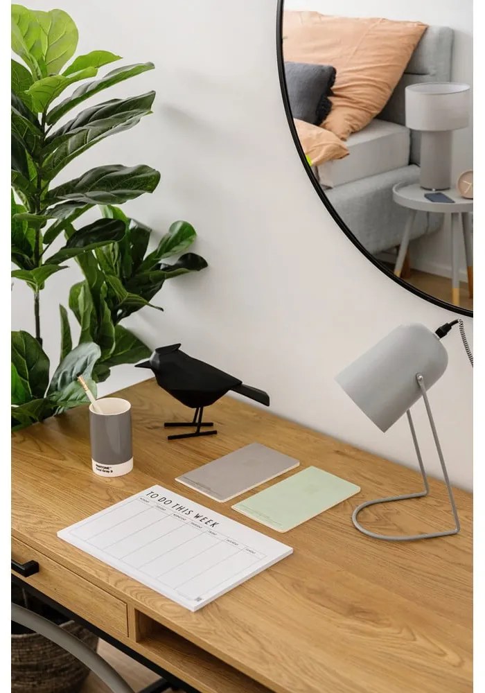 Szaroniebieskie tapicerowane łóżko dwuosobowe ze schowkiem ze stelażem 180x200 cm Lotte – Meise Möbel