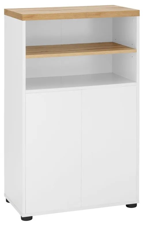 Biała wysoka szafka łazienkowa w dekorze dębu 60x102 cm Thessa – Støraa