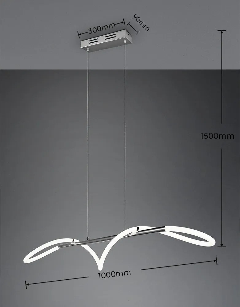 Metalowa lampa wisząca LED ze ściemniaczem w kolorze srebra Argos – Reality