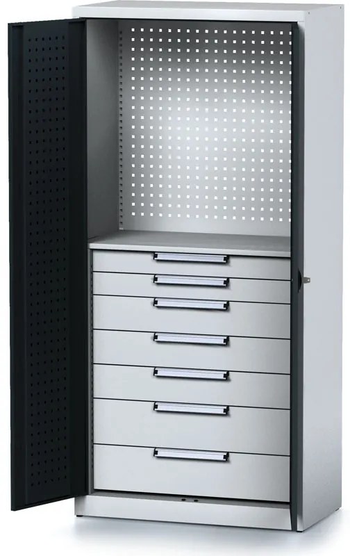 Szafa warsztatowa MECHANIC, 1950 x 920 x 500 mm, 1 półki, 7 szuflad, antracytowe drzwi