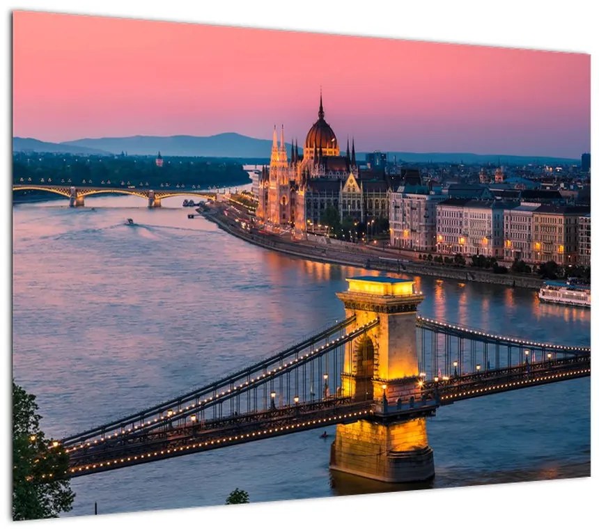 Obraz na szkle - Panorama miasta, Budapeszt, Węgry (70x50 cm)