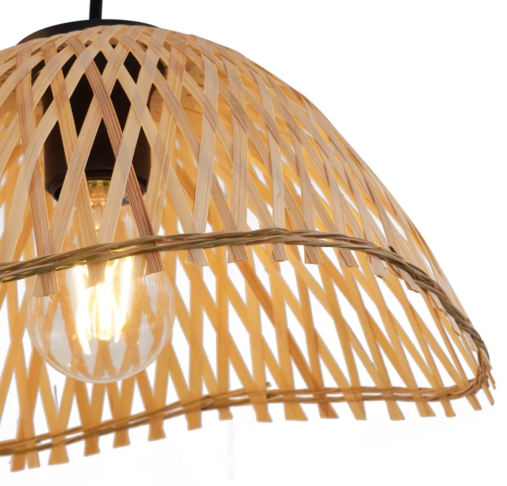 Boho lampa wisząca czarna z bambusem 3-punktowa - LilyBoho Oswietlenie wewnetrzne