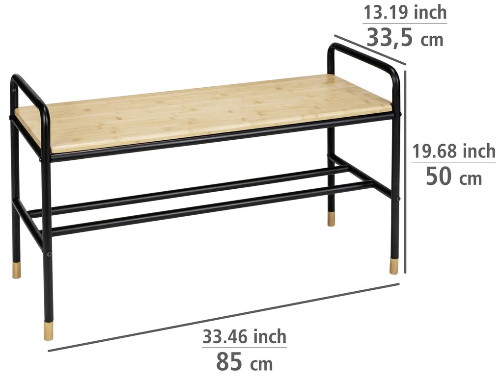 Szafka na buty z bambusową półką, 80 x 50 x 33,5 cm, Loft, WENKO