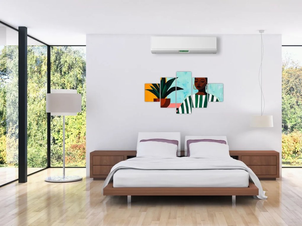 Obraz - Kobieta z kwiatem (125x70 cm)