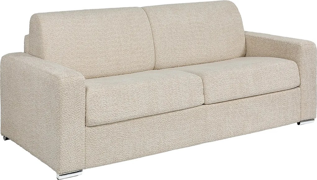 Kanapa 4-osobowa rozkładana typu express z beżowej tkaniny bouclette - Miejsce do spania 160 cm - Materac 14 cm - CALITO
