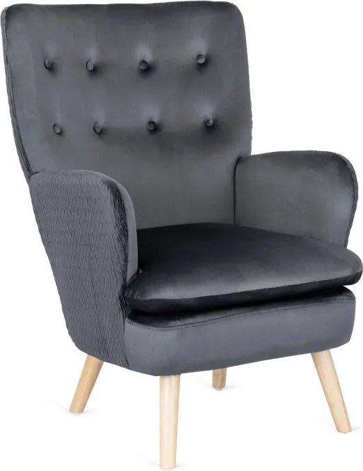 Fotel Uszak Wypoczynkowy SANTOS Szary Welurowy Nowoczesny Loft