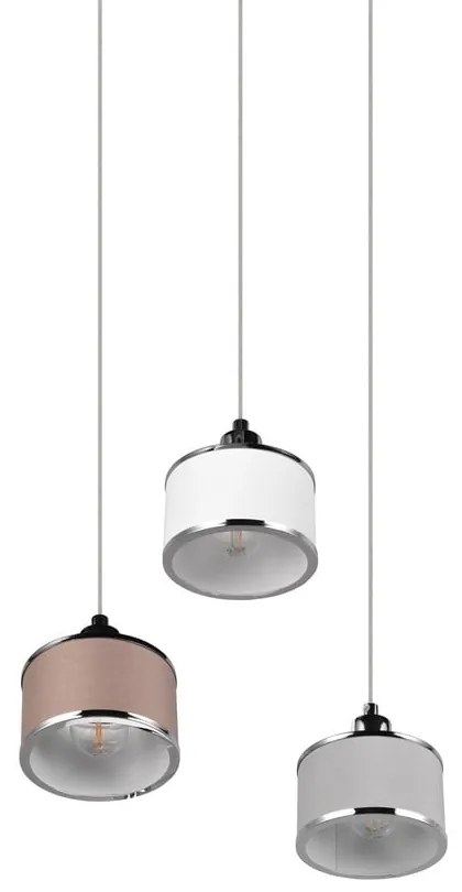 Lampa wisząca w beżowo-srebrnym kolorze z tekstylnym kloszem ø 29 cm Kaprun – Trio