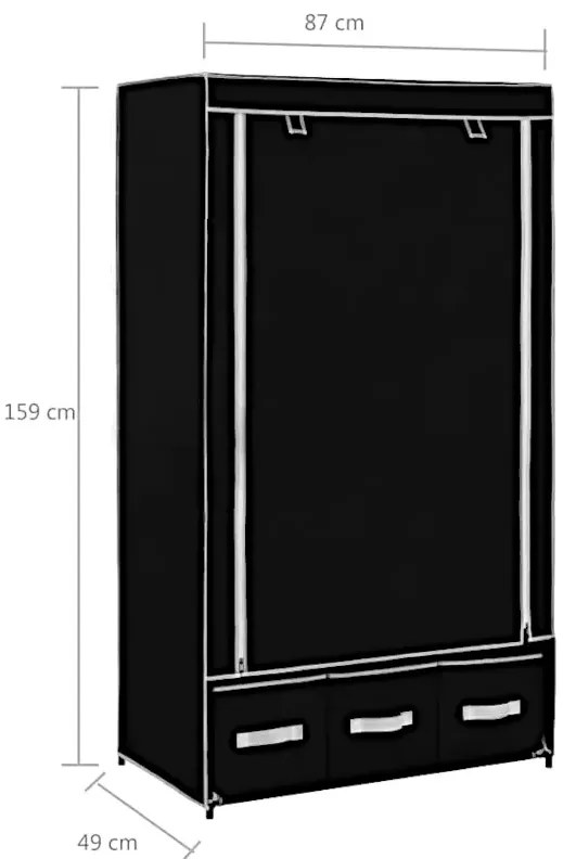 Czarna składana materiałowa szafa N3-G88