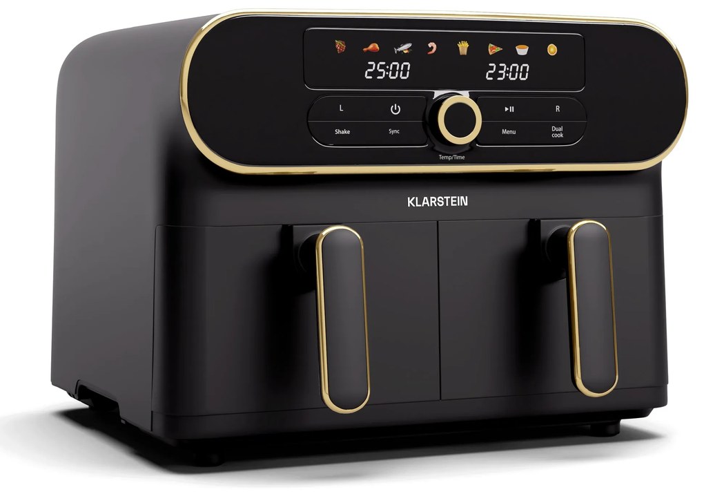 Klarstein AuraAir 1700W 10L Air Fryer Dual Czarna/Złota