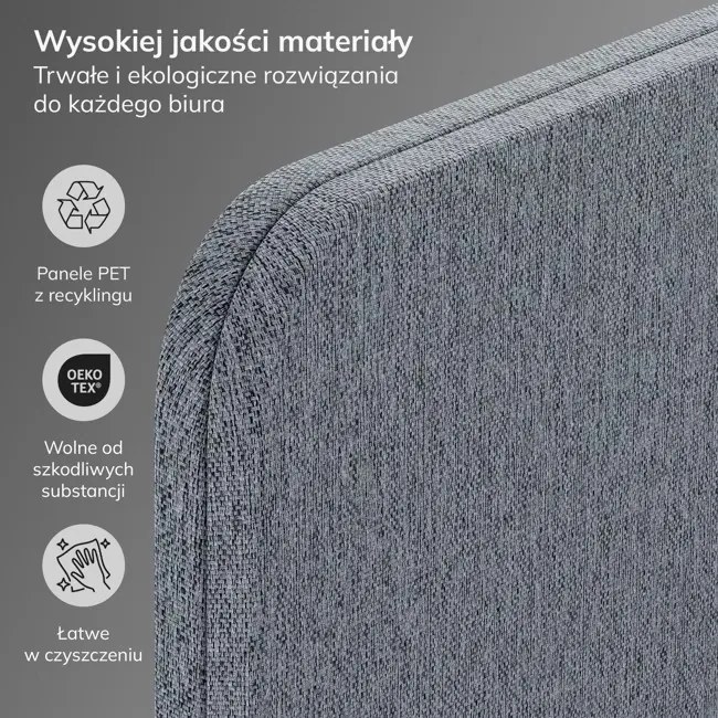 Parawan akustyczny, ścianka biurowa Carbon Fog, 260/145 cm: SADIE