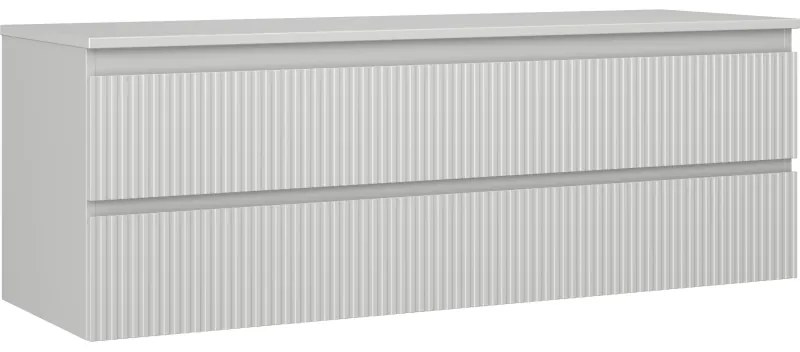 Mexen Rivel szafka łazienkowa podumywalkowa 140 cm z blatem, 2 szuflady, ryflowana , szara mat - 91A20-14047-2-BFFC62