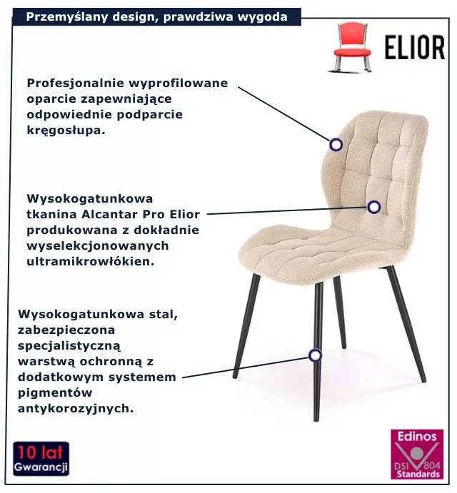 Beżowe tapicerowane krzesło pikowane E4-K88