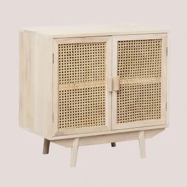 Aparador 70x40 Cm Z Drewna Ralik Brązowy Naturalne Drewno - Sklum