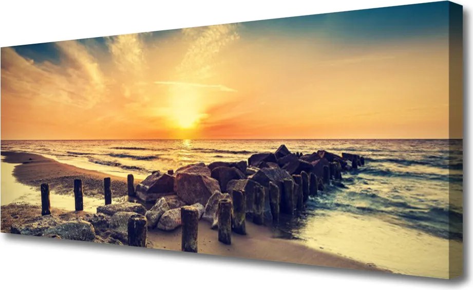 Obraz canvas Zachód Słońca przy Falochronie