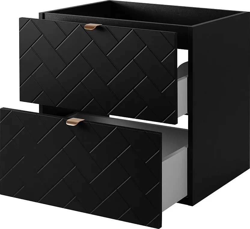 Meble łazienkowe, Czarny Mat, 60 x 57 x 46 cm, uchwyty złote