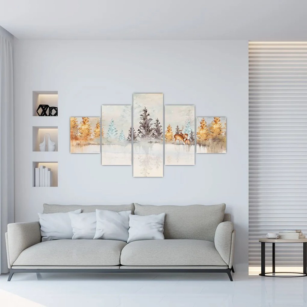Obraz - Akwarelowy las (125x70 cm)