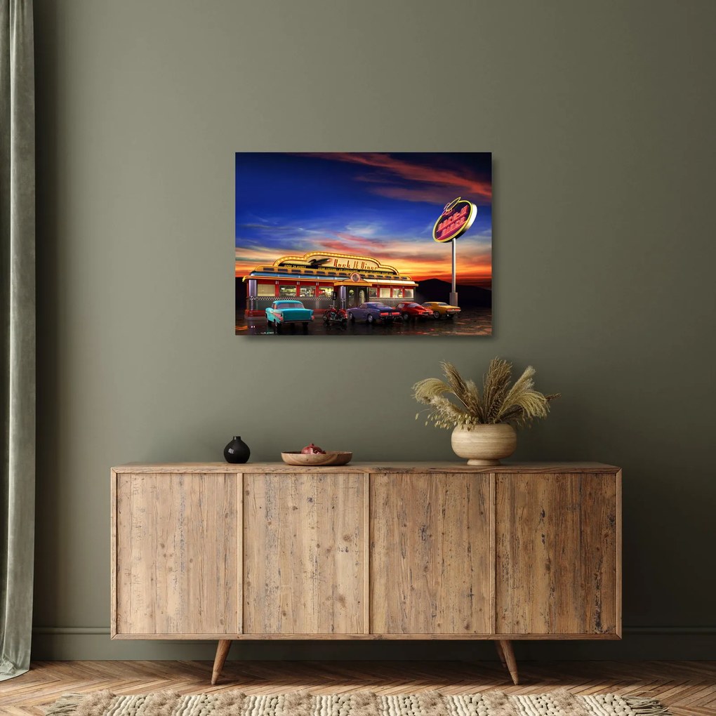 Obraz na szkle - Bar wieczorny (70x50 cm)