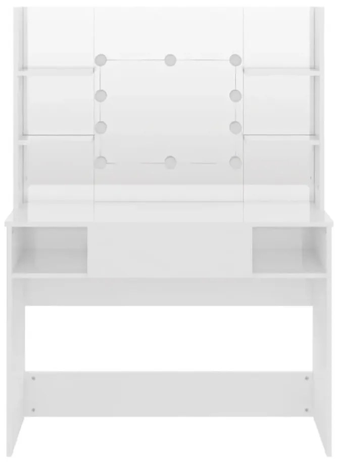 Biała toaletka do makijażu z żarówkami led - Zowros 4X