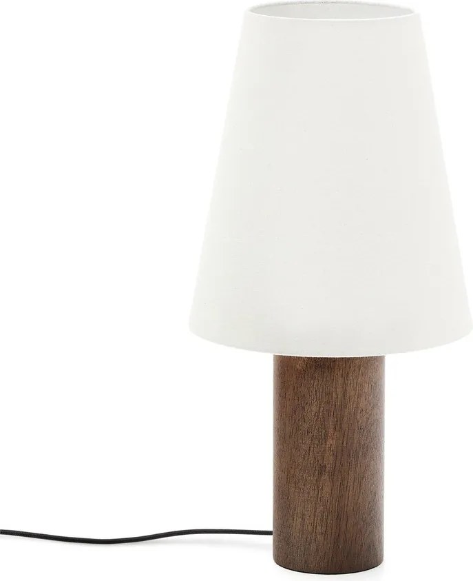 Biała/w ciemnym naturalnym kolorze lampa stołowa z tekstylnym kloszem (wysokość 49,5 cm) Marga – Kave Home