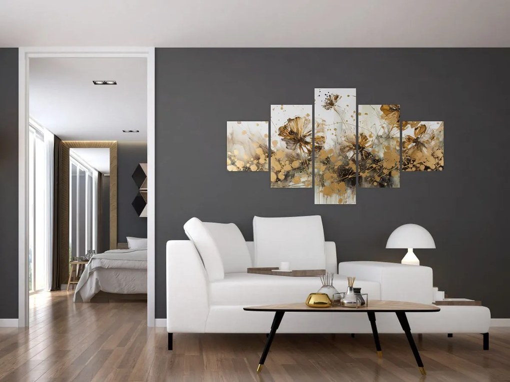 Obraz - Abstrakcyjny kwiatowy obraz (125x70 cm)