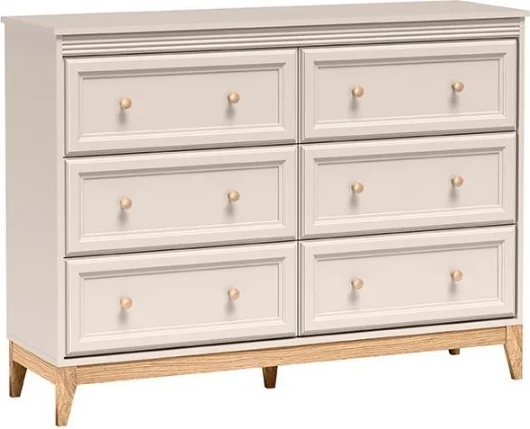 Komoda CUNEO 135,5 cm do Salonu Sypialni 6 Szuflad Kaszmir