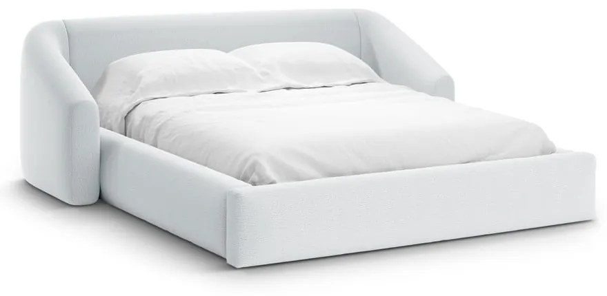 Jasnoszare tapicerowane łóżko dwuosobowe ze schowkiem ze stelażem 160x200 cm Campi – Cosmopolitan Design