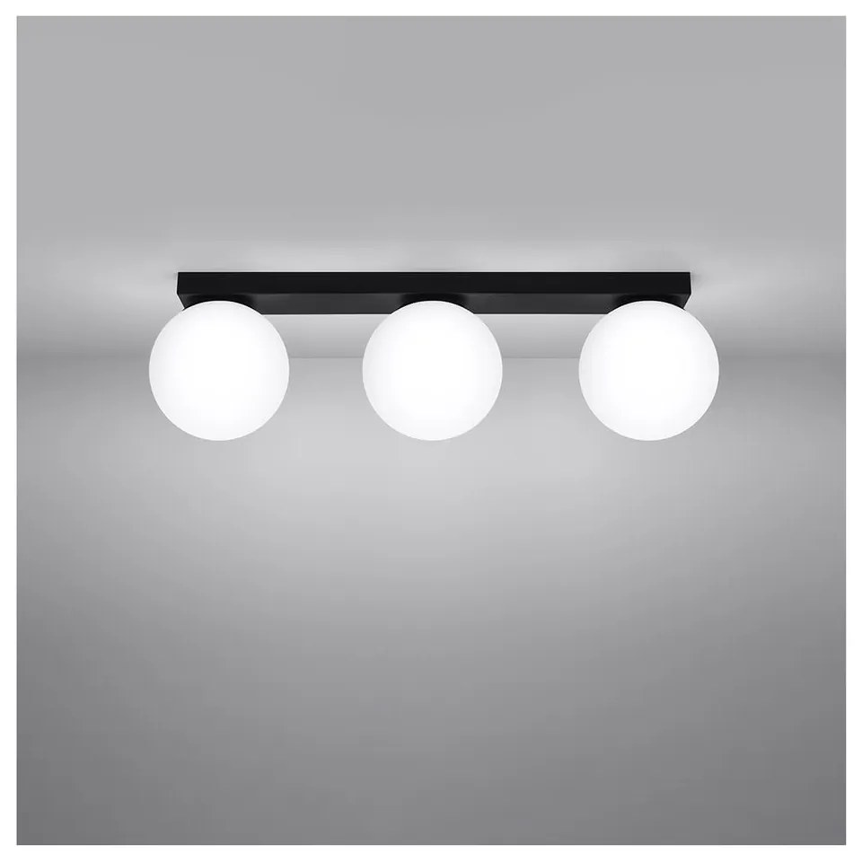 Czarna lampa sufitowa ze szklanym kloszem ø 12 cm Umerta – Sollux