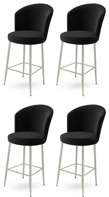 Zestaw krzeseł barowych Alte Black and Chrome, 4szt., 4 szt.