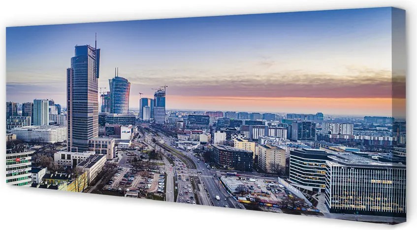 Obraz drukowany na płótnie Warszawskie Wieżowce o Poranku
