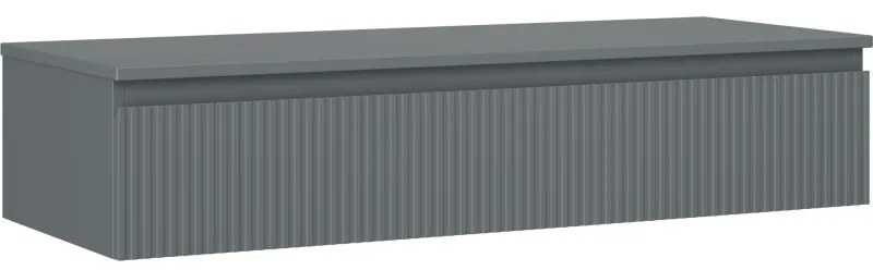 Mexen Rivel szafka łazienkowa podumywalkowa 120 cm z blatem, 1 szuflada, ryflowana , grafit mat - 91A20-12023-1-BFC66