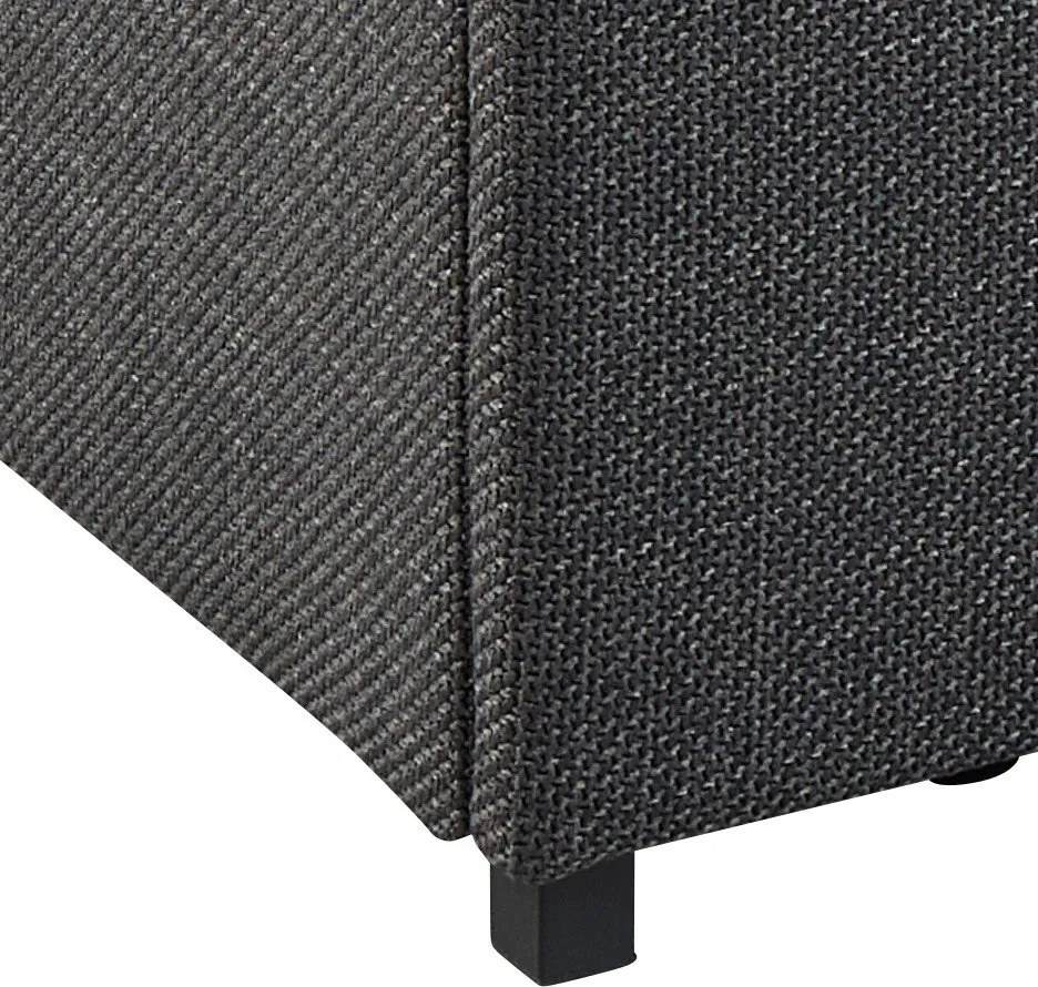 Ciemnoszare tapicerowane łóżko dwuosobowe ze schowkiem i stelażem 160x200 cm Calvi – Actona