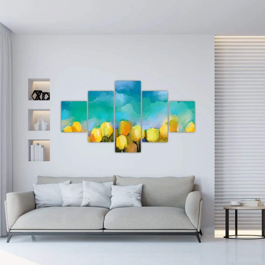Obraz żółtych tulipanów (125x70 cm)