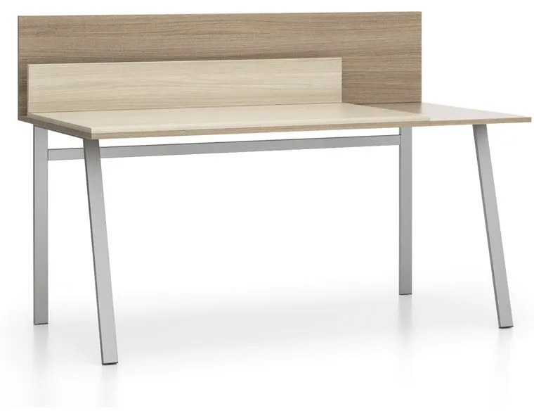 Biurko SINGLE LAYERS, blat przesuwny, z przegrodami, dąb naturalny/dąb bejcowany