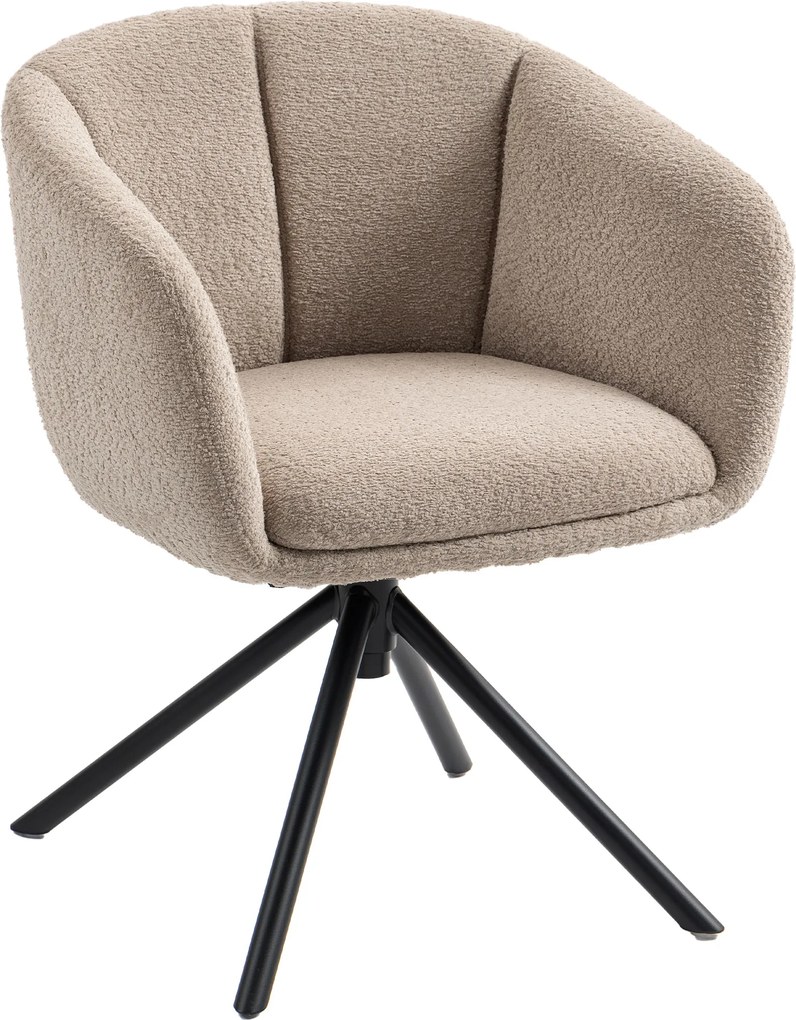 HOMCOM Fotel, Siedzisko z wygodnym siedziskiem, obrotowy, miękki pokrycie, do 120 kg, Jasnobrązowy