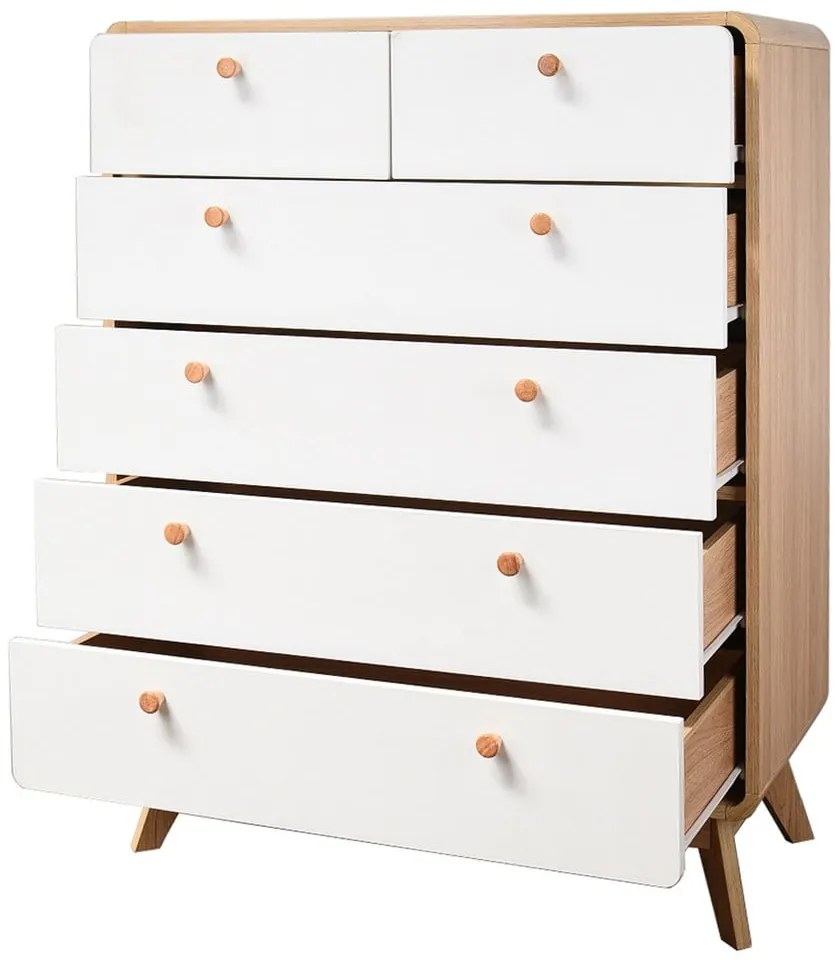 Biało-naturalna wysoka komoda w dekorze dębu 81x104 cm Caitlin – Støraa