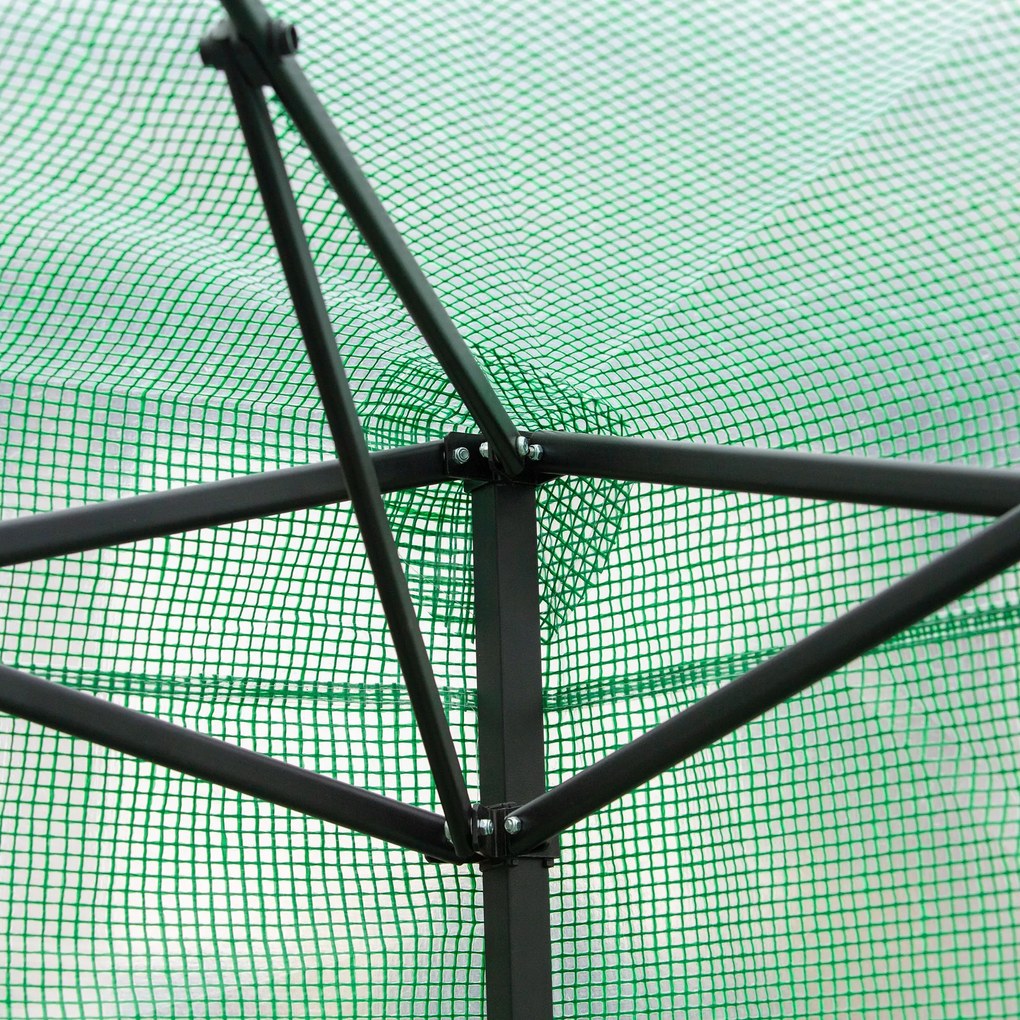 Szklarnia cieplarnia skrzynia inspektowa z rozwijanymi drzwiami i okienkami PE stal Outsunny | Aosom.pl