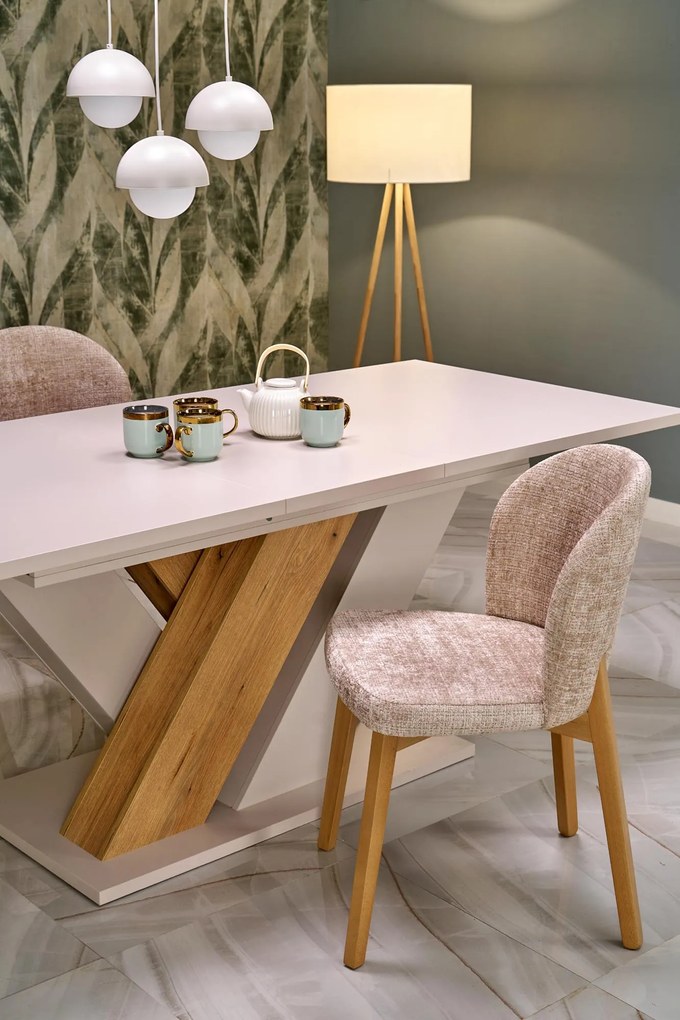 Stół do Jadalni Rozkładany płyta kaszmir/dąb cremona 160-200/90/77 BRANDON