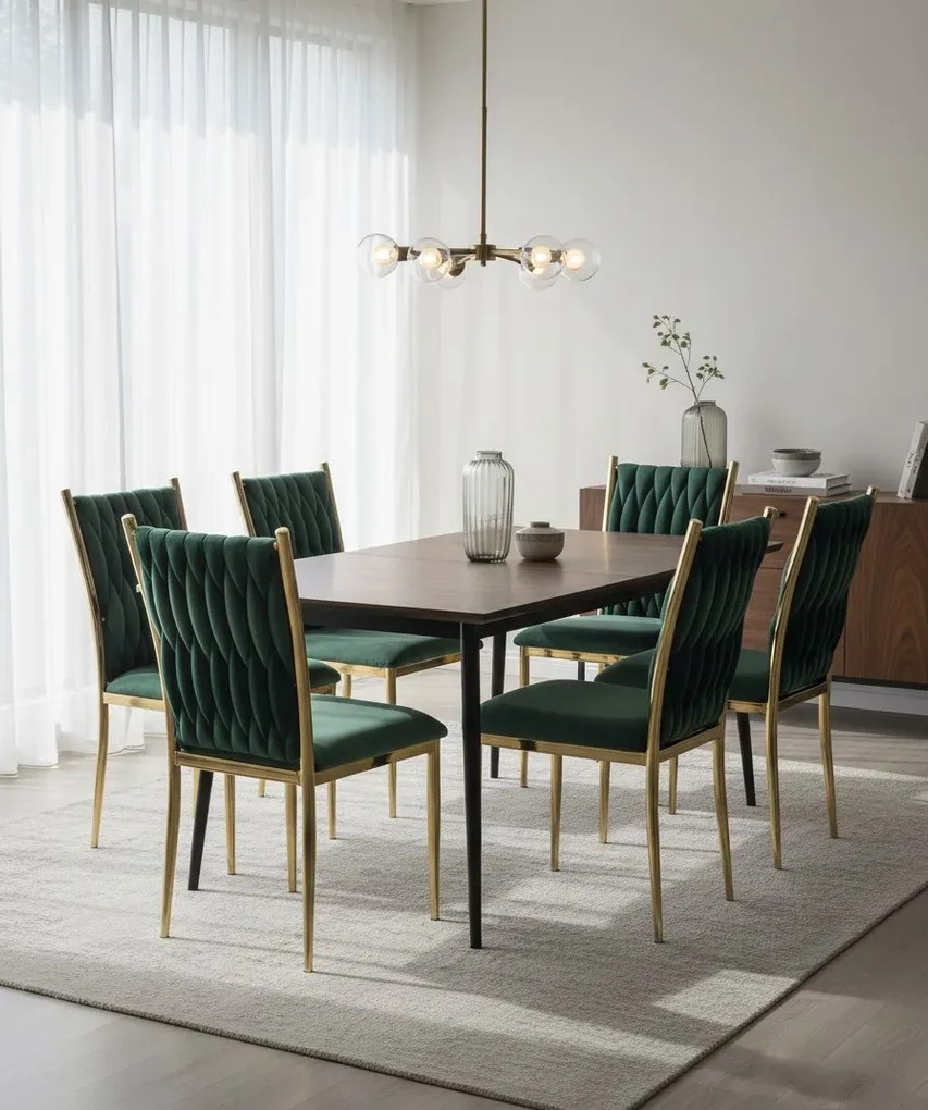 Zielone welurowe krzesło glamour N4-P05