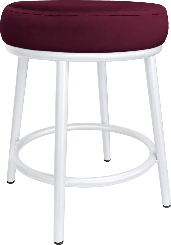 Taboret Ben tkanina Welur stelaż metalowy STOŁEK LOFT : Kolor Stelaża - Biały, Kolor tkaniny - VELVET - MG02, Typ tkaniny - Velvet