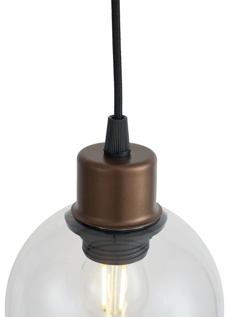 Nowoczesna lampa wisząca brązowa z przezroczystym szkłem do systemu szynowego 1-fazowego - Iconic Lava Nowoczesny Oswietlenie wewnetrzne