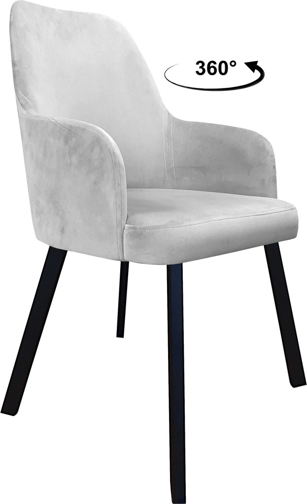 Krzesło WESTA tkanina Welur noga metalowa elegancki styl loftowy : Kolor nogi - Czarna profil, Kolor tkaniny - VELVET - MG39, Typ siedziska - Siedzisko obrotowe 360°