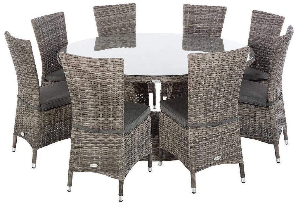 Rattanowy zestaw do jadalni BORNEO LUXURY 1 + 8 (szary)