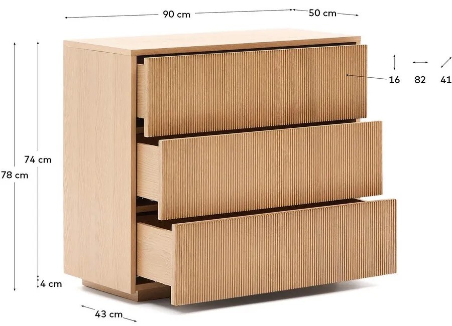 Komoda w dekorze dębu w naturalnym kolorze 90x79x50 cm Helvine – Kave Home