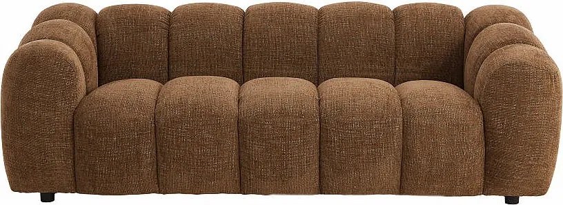 Kanapa 3-osobowa z brązowej tkaniny szenilowej NELIMAR