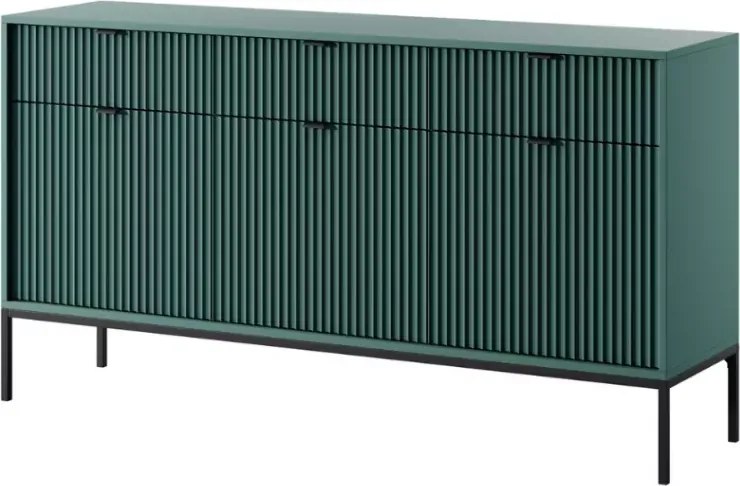 Cubero komoda 3 szuflady 154 cm nowoczesna ryflowany front metalowe nóżki