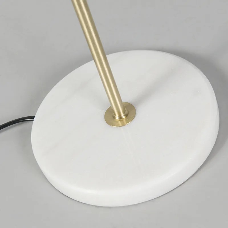 Klasyczna lampa stołowa mosiężna z kloszem plisowanym białym 25 cm - Kaso Retro Oswietlenie wewnetrzne