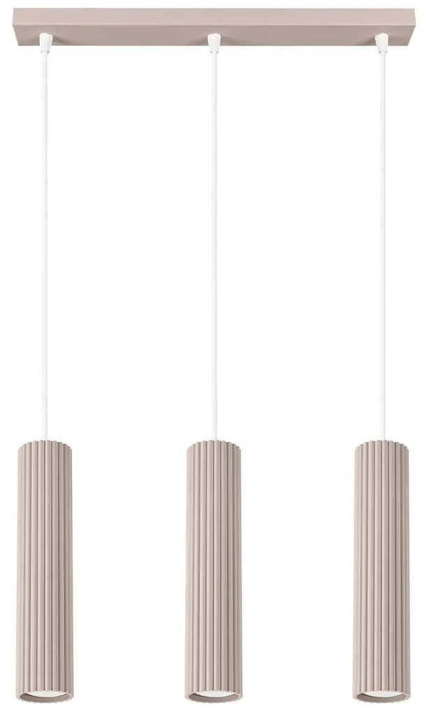 Lampa wisząca KARBON 3L taupe ryflowana SOLLUX LIGHTING