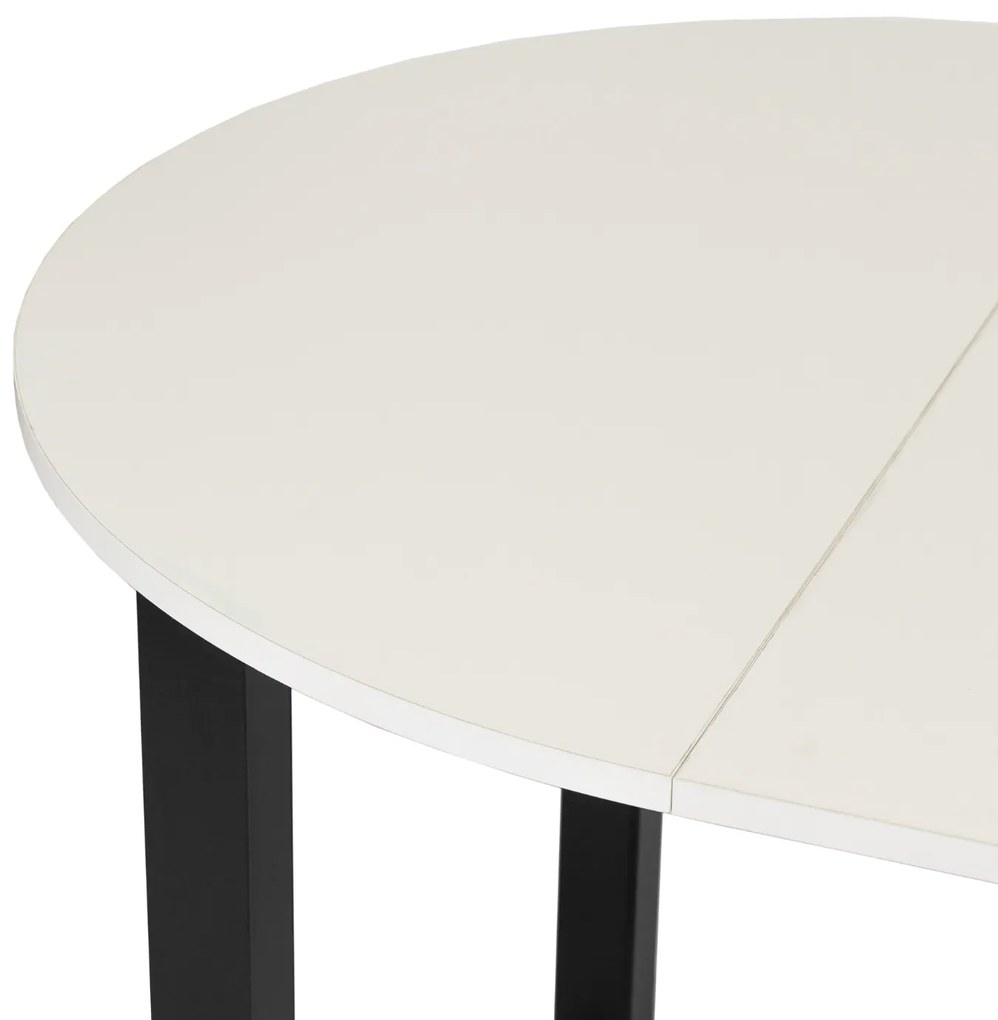 Stół Okrągły Rozkładany HARRY 102-142 cm Biały/Czarny Nowoczesny