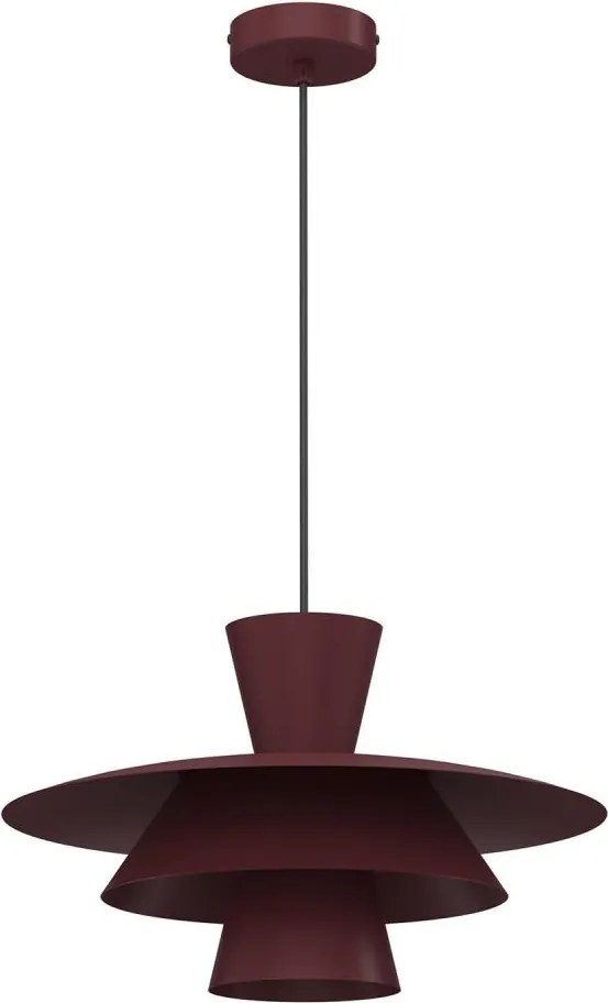Lampa wisząca na przewodzie PLATO 1xE27/15W/230V bordowa