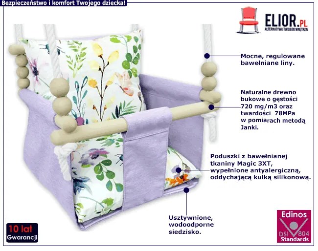 Fioletowa huśtawka dziecięca wodoodporna B3-P88
